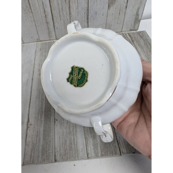 Vintage BOHEMIAN Fine China Creamer & Sugar Bowl With Lid Czechoslovakia BOH53 - Picture 13 of 15